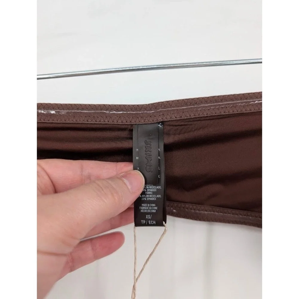 SKIMS Swim Long Sleeve‎ Bikini Top Brown NWT sz XS